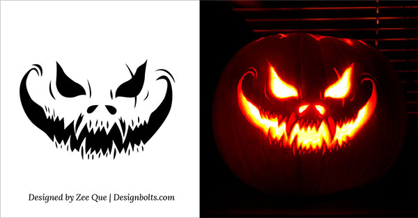 600x313 10 Free Scary Halloween Pumpkin Carving Patterns Stencils - Pumpkin Carving Sketches