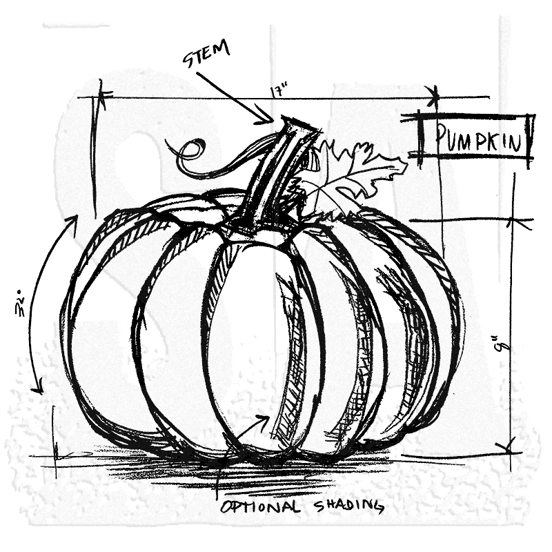 800x800 Tim Holtz Wood Mounted Stamp - Pumpkin Sketch