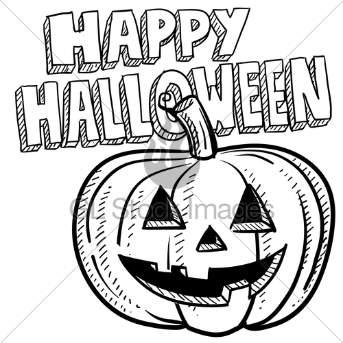 500x500 Happy Halloween Pumpkin Sketch Gl Stock Images - Pumpkin Sketch Images