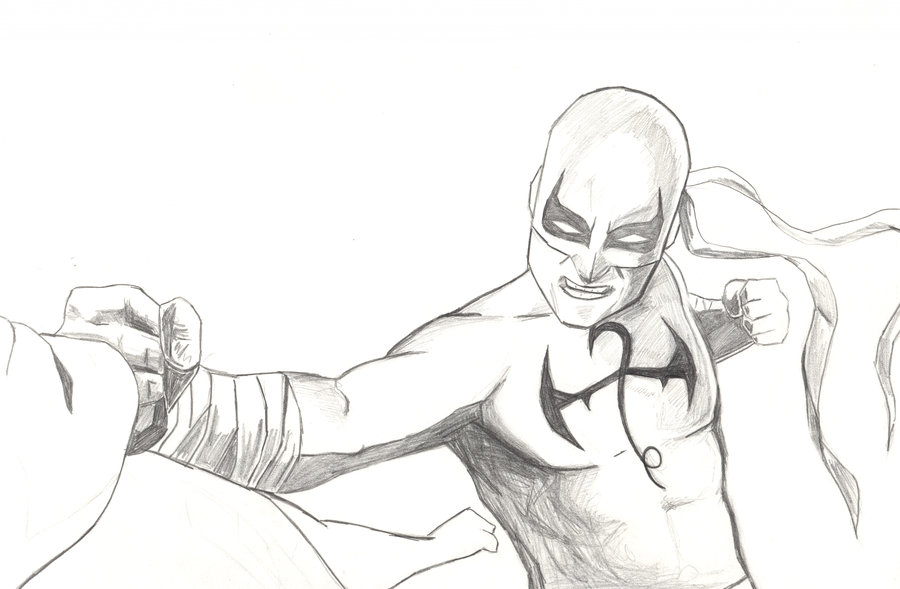 900x589 Iron Fist Punch Sketch By Leonardoenrique - Punch Sketch