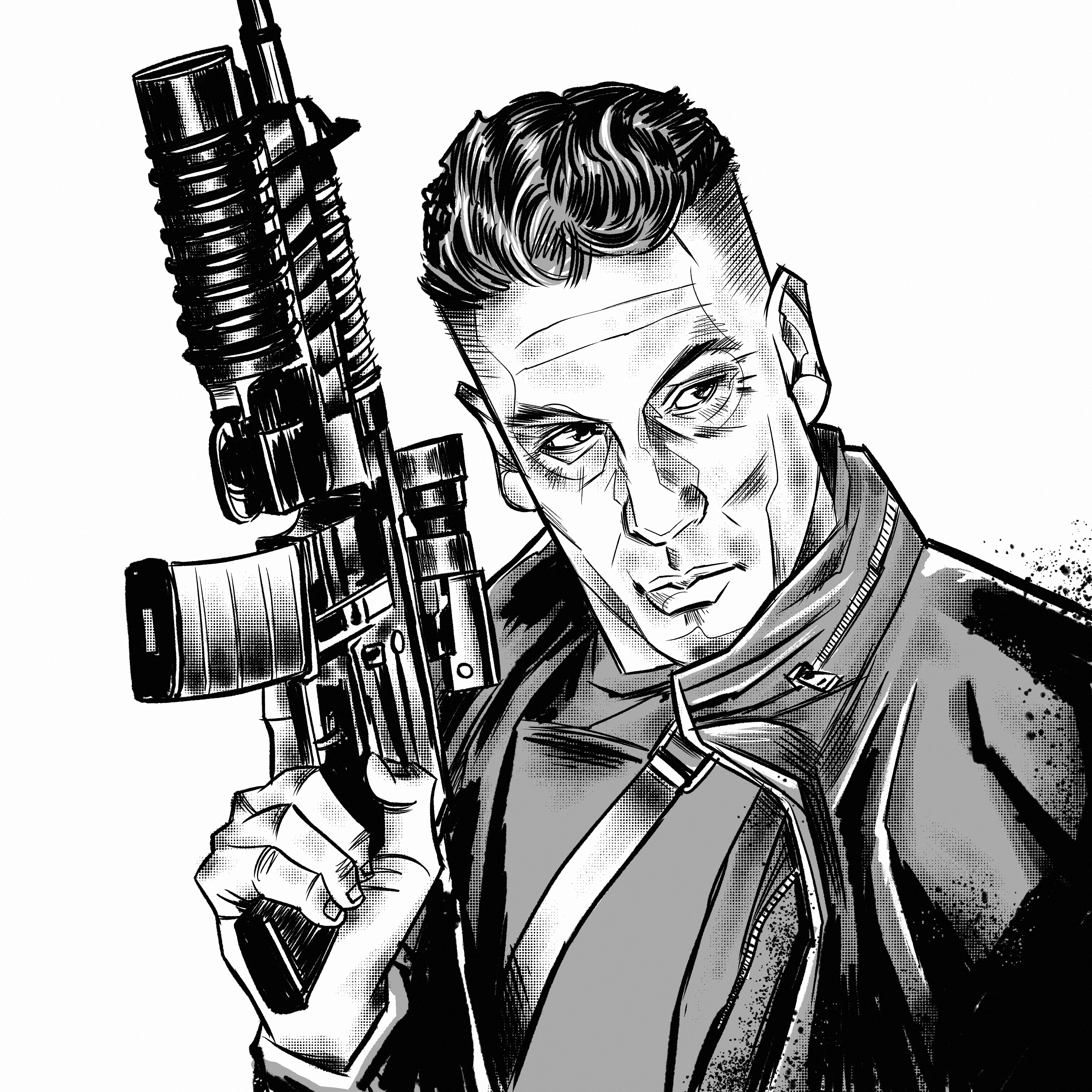 3543x3543 Oc] Punisher Sketch. Comicbookart - Punisher Sketch