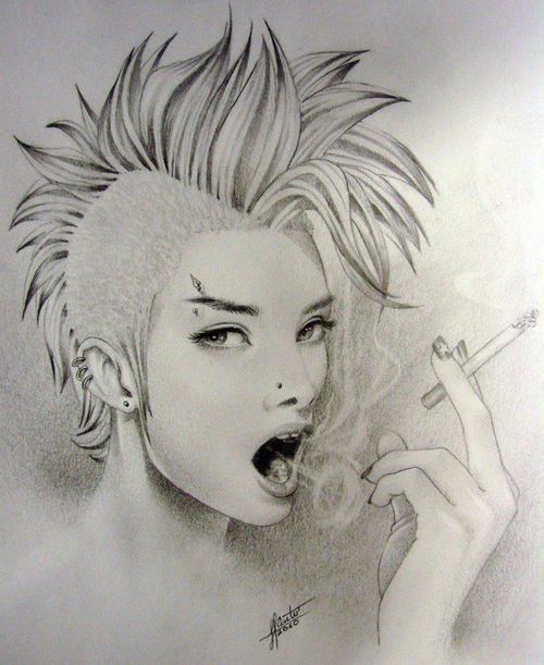 500x611 Image About Girl In Draw By On We Heart It - Punk Girl Sketch