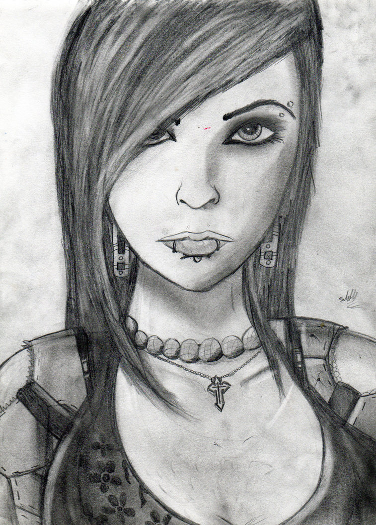 757x1055 Punk Girl Sketch By Tempestus1 - Punk Girl Sketch