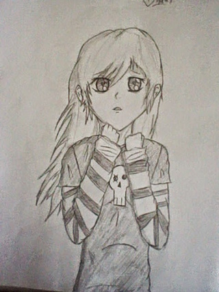 320x427 A Drawing Of An Emo Punk Girl Afraid... Woot! - Punk Girl Sketch