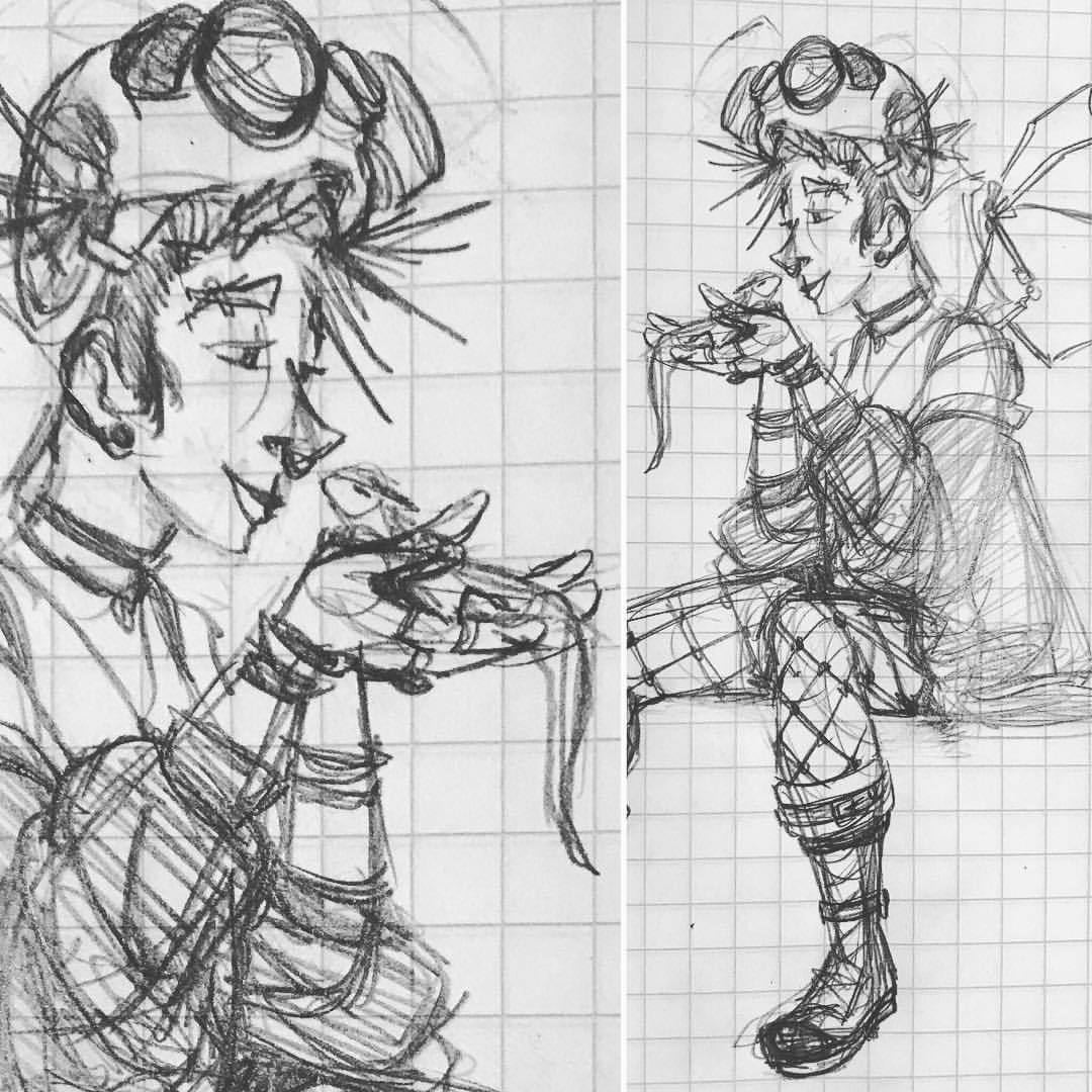 1080x1080 Ramblings Of A Storyteller Day 211 - Punk Girl Sketch