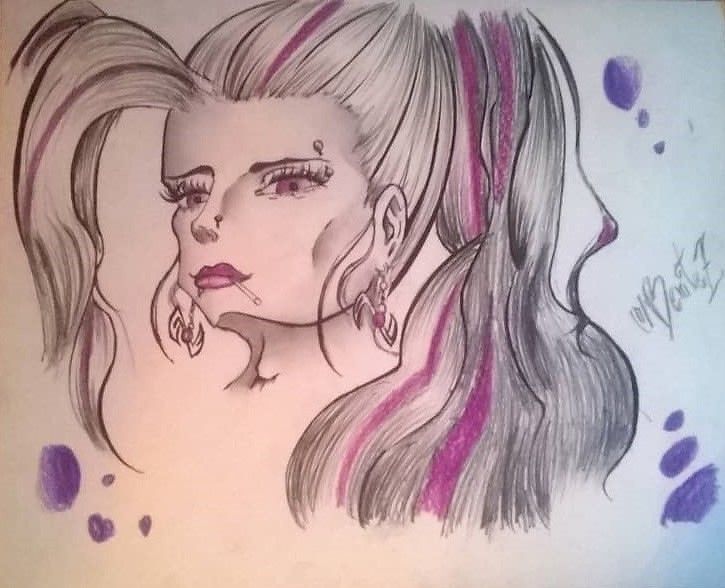 725x588 Drawing - Punk Girl Sketch