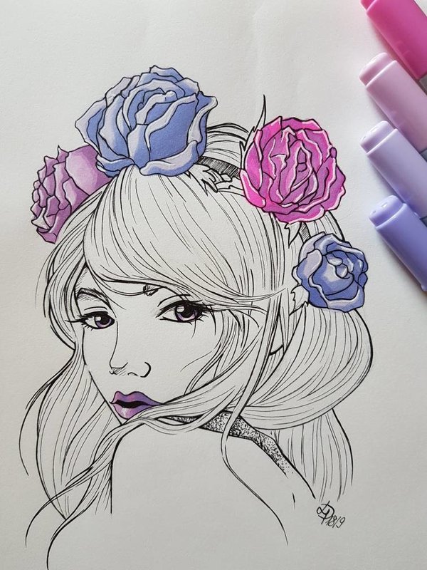 Purple Rose Sketch at PaintingValley.com | Explore collection of Purple ...