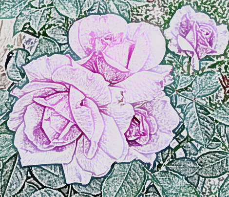 470x403 Purple Rose Pencil Sketch Fabric - Purple Rose Sketch