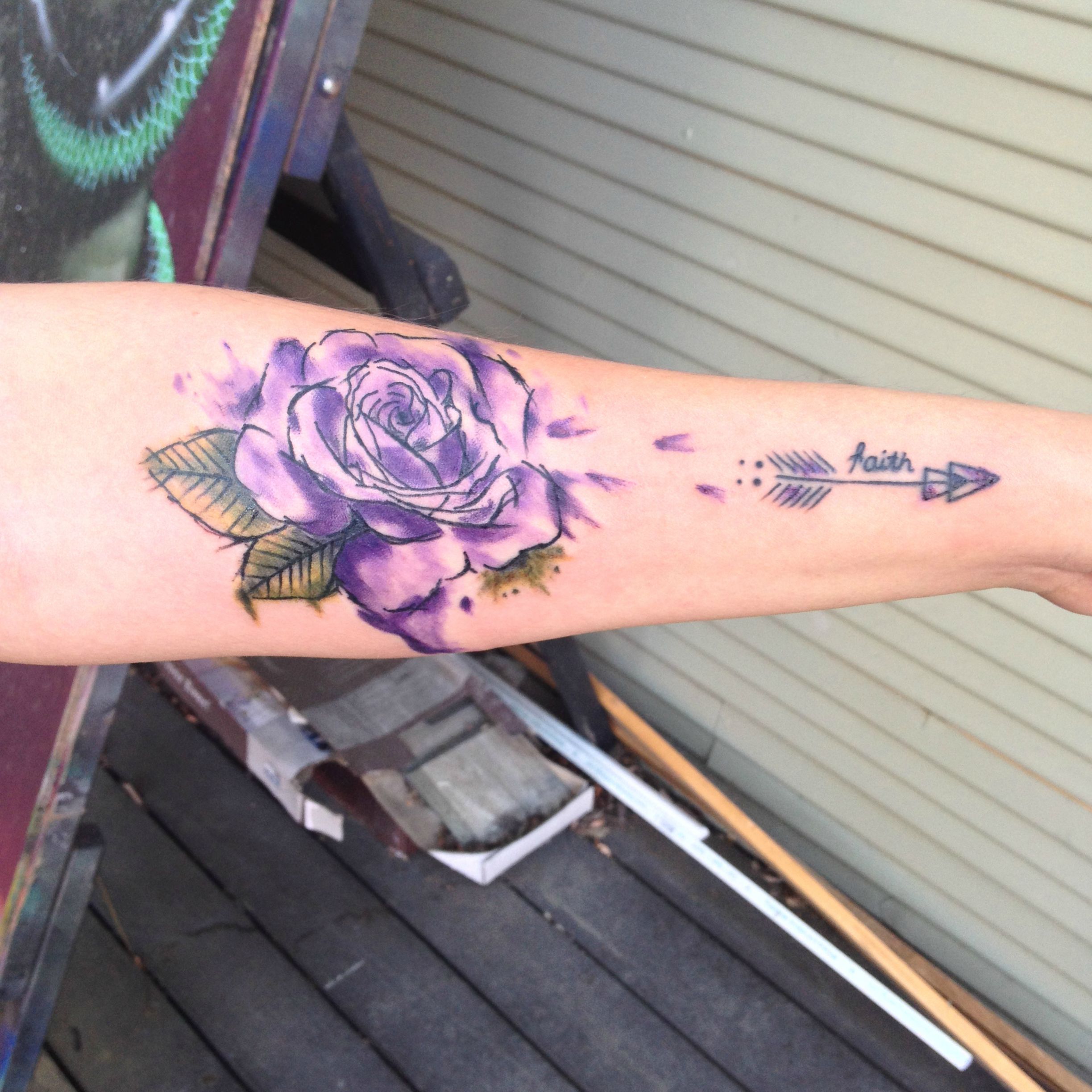 2447x2447 Purple Watercolor Sketch Rose Tattoo, Keith Cromie, Side Show - Purple Rose Sketch