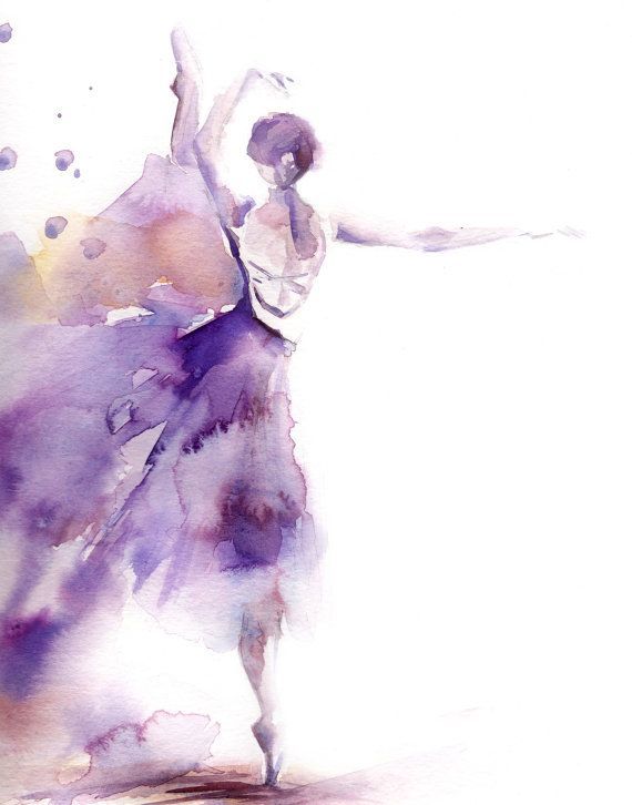 570x726 Ballerina Fine Art Print, Watercolor Painting Art, Ballet Art - Purple Sketch