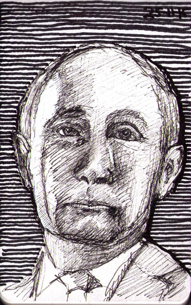 628x1000 Sketch Of Vladimir Putin Seeming Less Than Amused One Drawing Daily - Putin Sketch