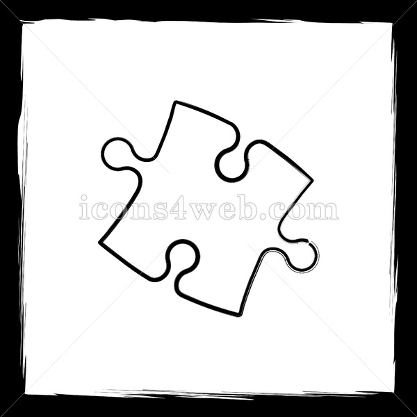 600x600 Puzzle Piece Sketch Icon. - Puzzle Piece Sketch