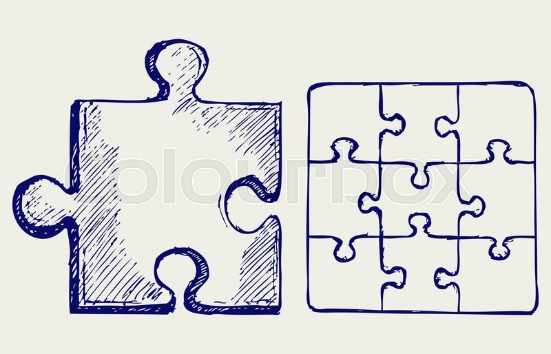 800x514 Puzzle Sketch. Vector Illustration Stock Vector Colourbox - Puzzle Piece Sketch