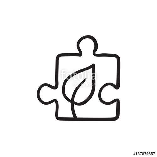 500x500 Puzzle With Leaf Sketch Icon. Stock Image And Royalty Free Vector - Puzzle Piece Sketch