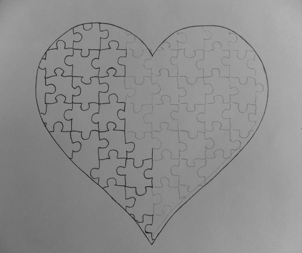 1000x836 Heart Puzzle Sketch By Edgarsart Steemit - Puzzle Sketch
