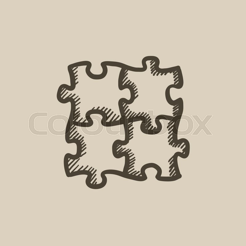 800x800 Puzzle Vector Sketch Icon Isolated On Background. Hand Drawn - Puzzle Sketch