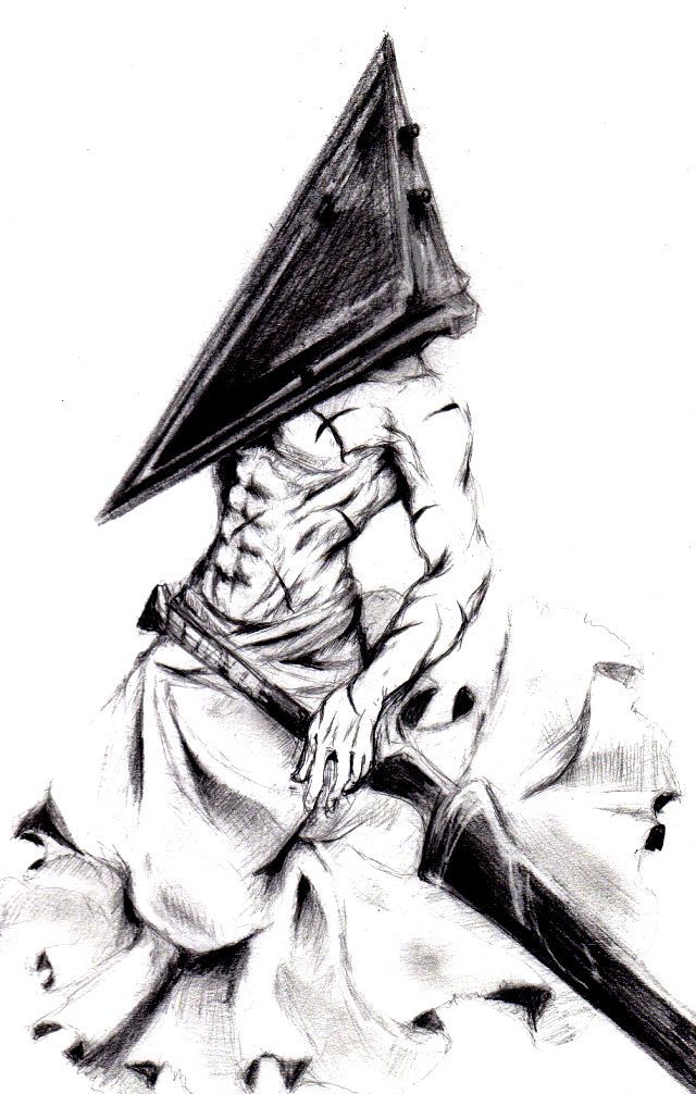640x1006 Pyramid Head Sketch Art Pyramid Head And Silent Hill - Pyramid Head Sketch
