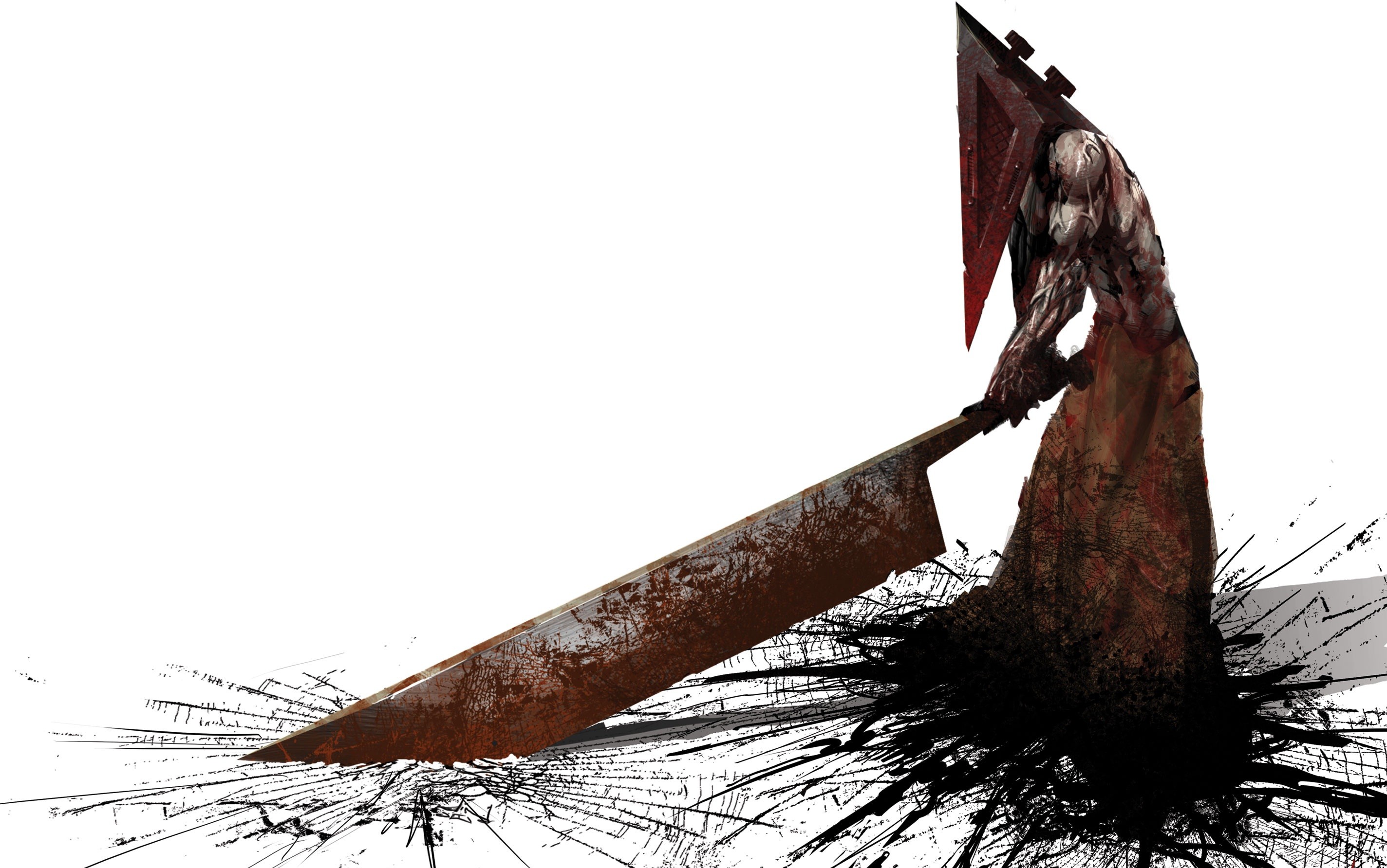 2848x1784 Wallpaper Drawing, Minimalism, Wood, Branch, Sculpture, Silent - Pyramid Head Sketch