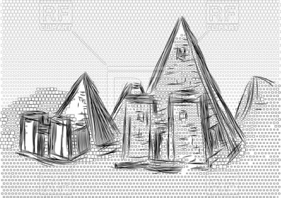 400x282 Meroe Pyramids Sketch Vector Image Vector Artwork Of - Pyramid Sketch