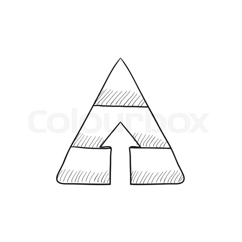 800x800 Pyramid With Arrow Up Vector Sketch Icon Isolated On Background - Pyramid Sketch