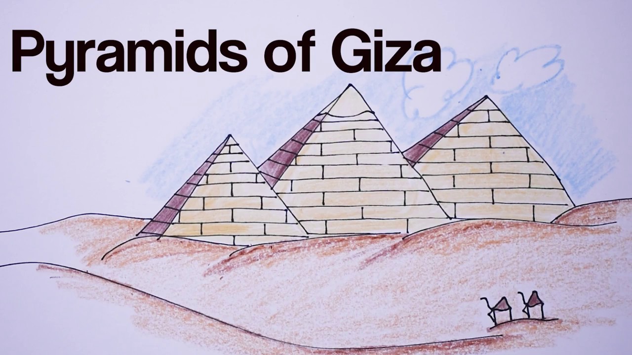 1280x720 How To Draw Giza Pyramids - Pyramids Of Giza Sketch