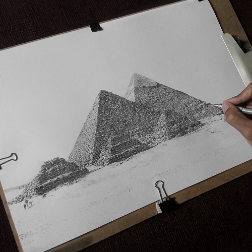 500x500 Pyramids Of Giza Drawing. One More Pyramid To Go. Approximately 50 - Pyramids Of Giza Sketch