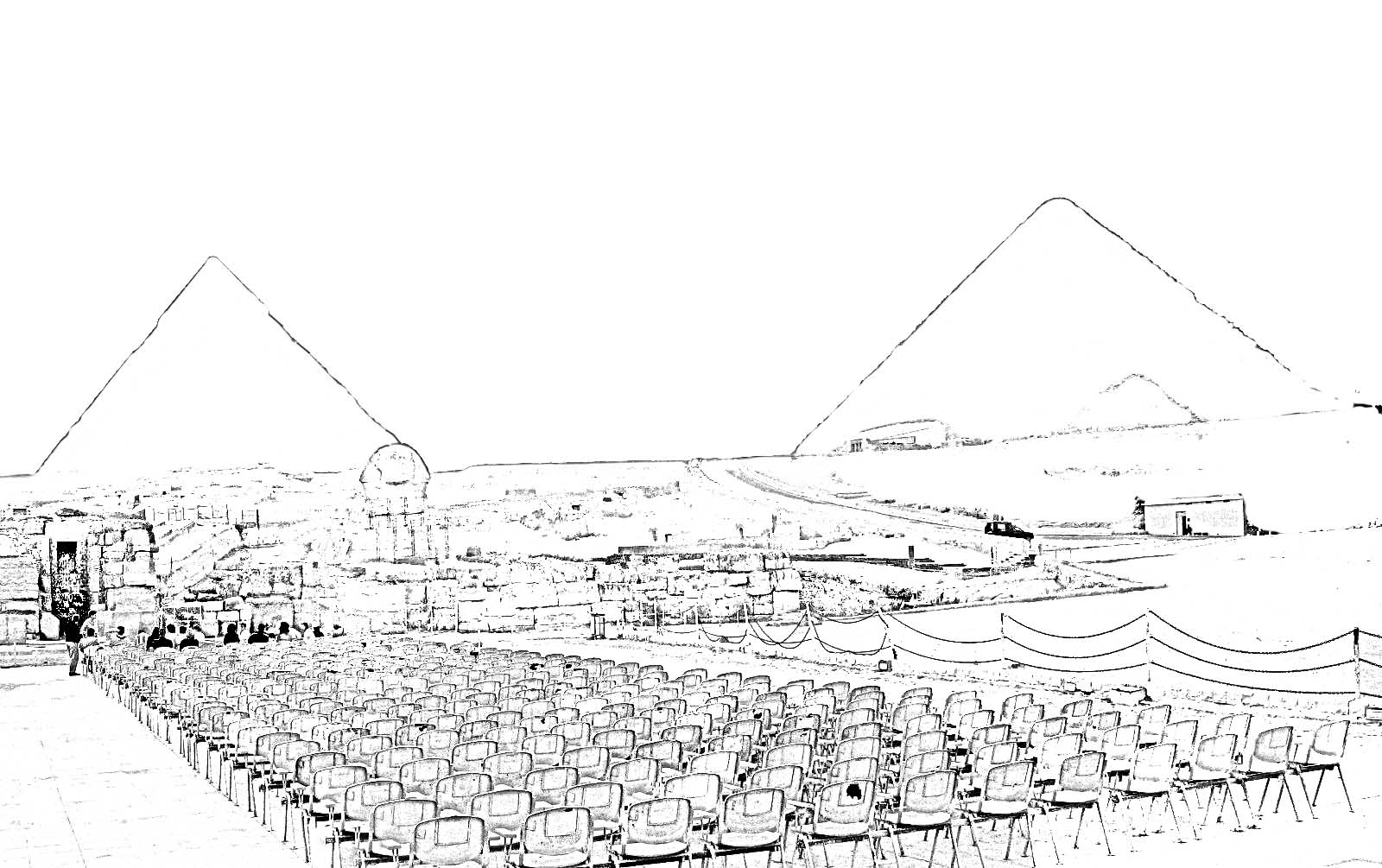 1600x1005 Stock Pictures Pyramid Silhouettes And Sketches - Pyramids Of Giza Sketch