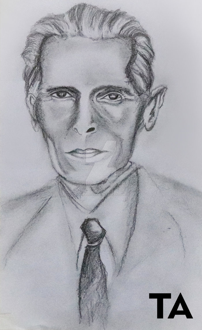 700x1142 Portrait Sketch - Quaid E Azam Sketch