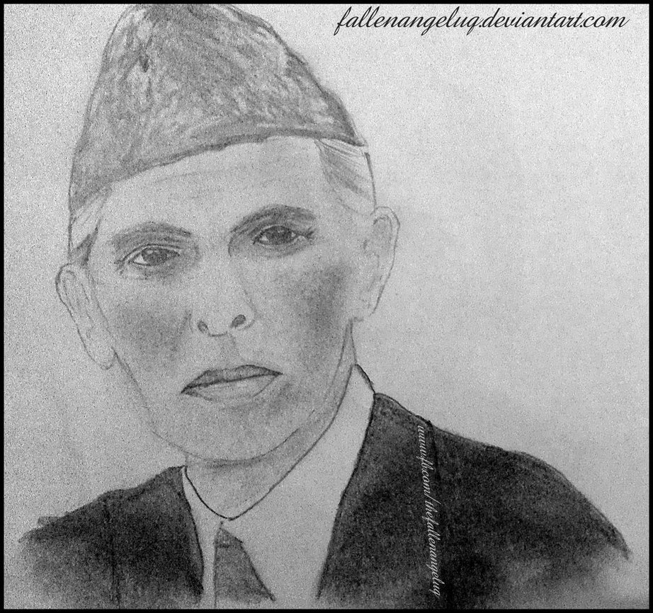 922x866 Quaid E Azam Muhammad Ali Jinnah Drawing By Fallenangeluq On - Quaid E Azam Sketch