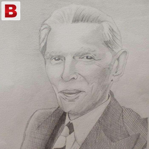 625x625 Hand Made Sketch Of Quaid E Azam. - Quaid E Azam Sketch