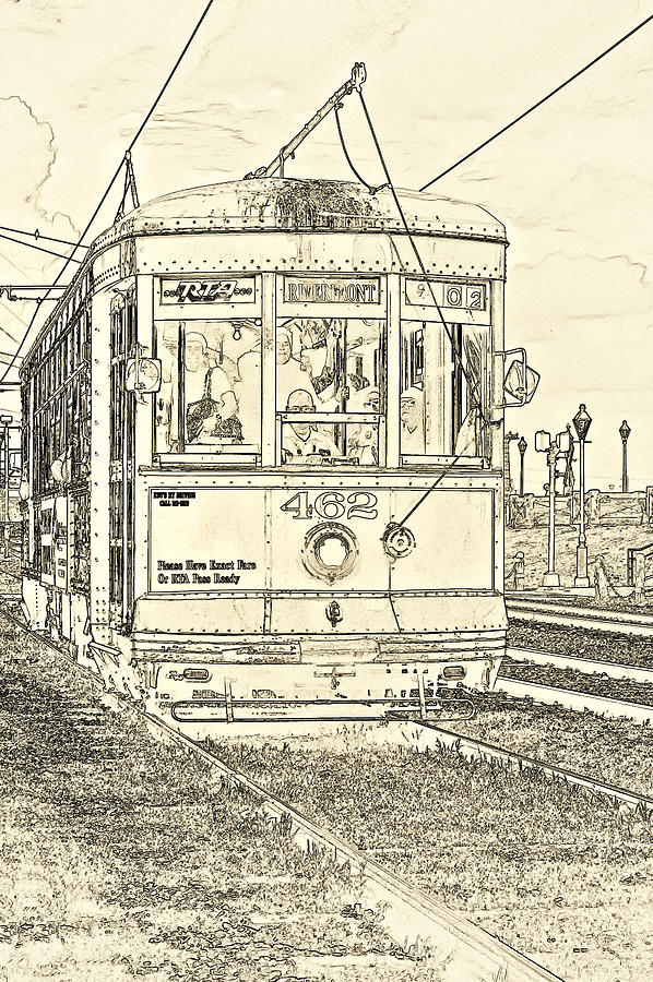 598x900 New Orleans Streetcar Sketch Photograph By Steve Harrington - Quarter Sketch