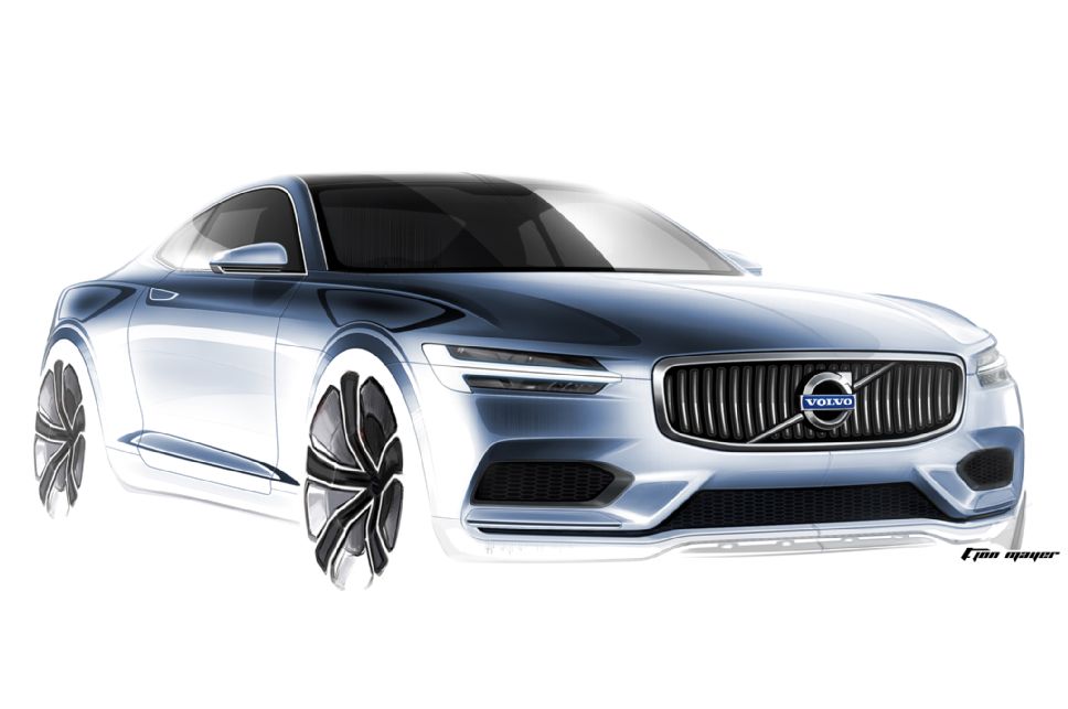 968x643 Volvo Concept Coupe Front Three Quarter Sketch Photo - Quarter Sketch