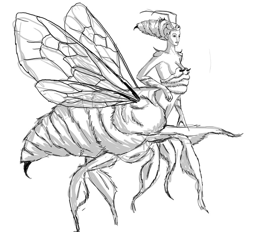 864x783 Bee Queen Sketch By Chostopher - Queen Bee Sketch