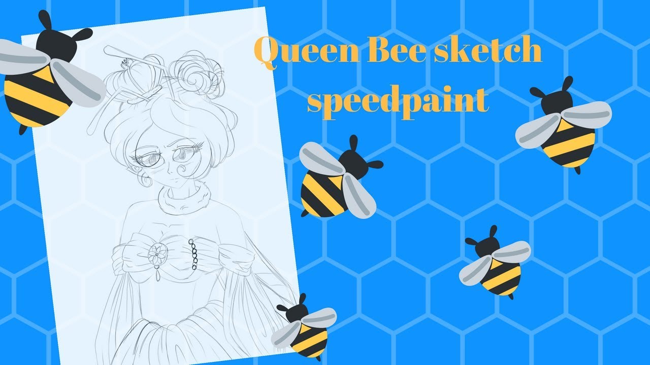 1280x720 Bee Sketch - Queen Bee Sketch