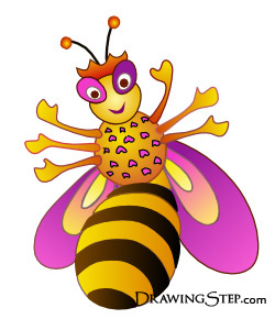 250x300 Cartoon Bee Queen Drawing Step By Step - Queen Bee Sketch