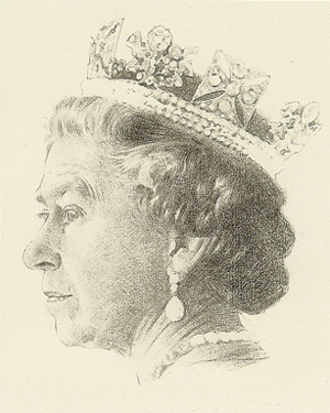 300x375 Richard Stone, Royal Portrait Painter - Queen Elizabeth Sketch