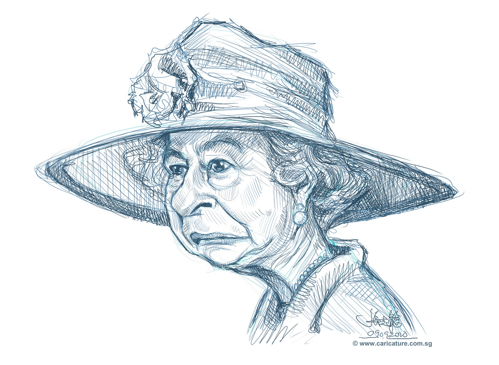 1024x749 Digital Sketch Of Queen Elizabeth Ii 1 Website - Queen Elizabeth Sketch