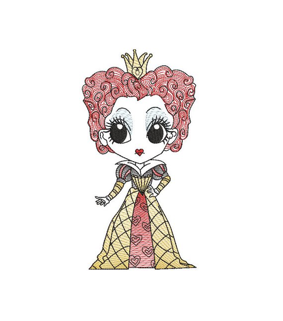 570x645 Queen Of Hearts Alice In Wonderland Sketch Embroidery Machine Etsy - Queen Sketch