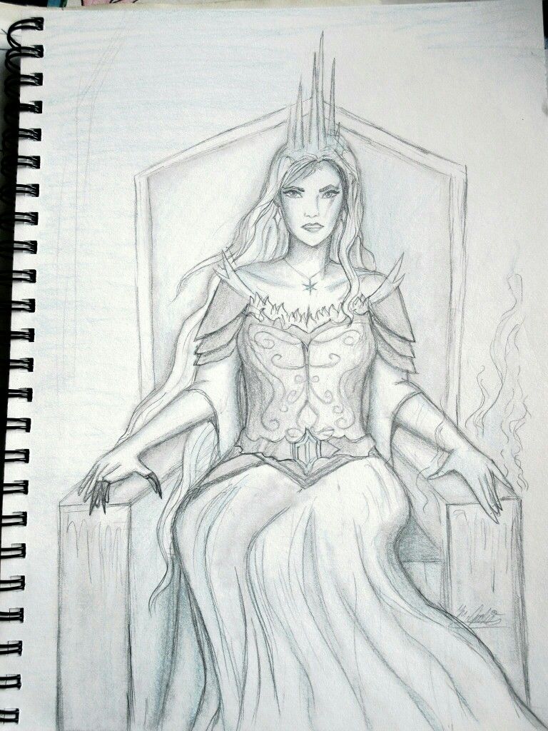 768x1024 Queen Of The North Sitting On Her Ice Throne - Queen Sketch