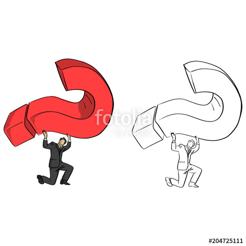 500x500 Businessman Carrying Red Big Question Mark Vector Illustration - Question Mark Sketch