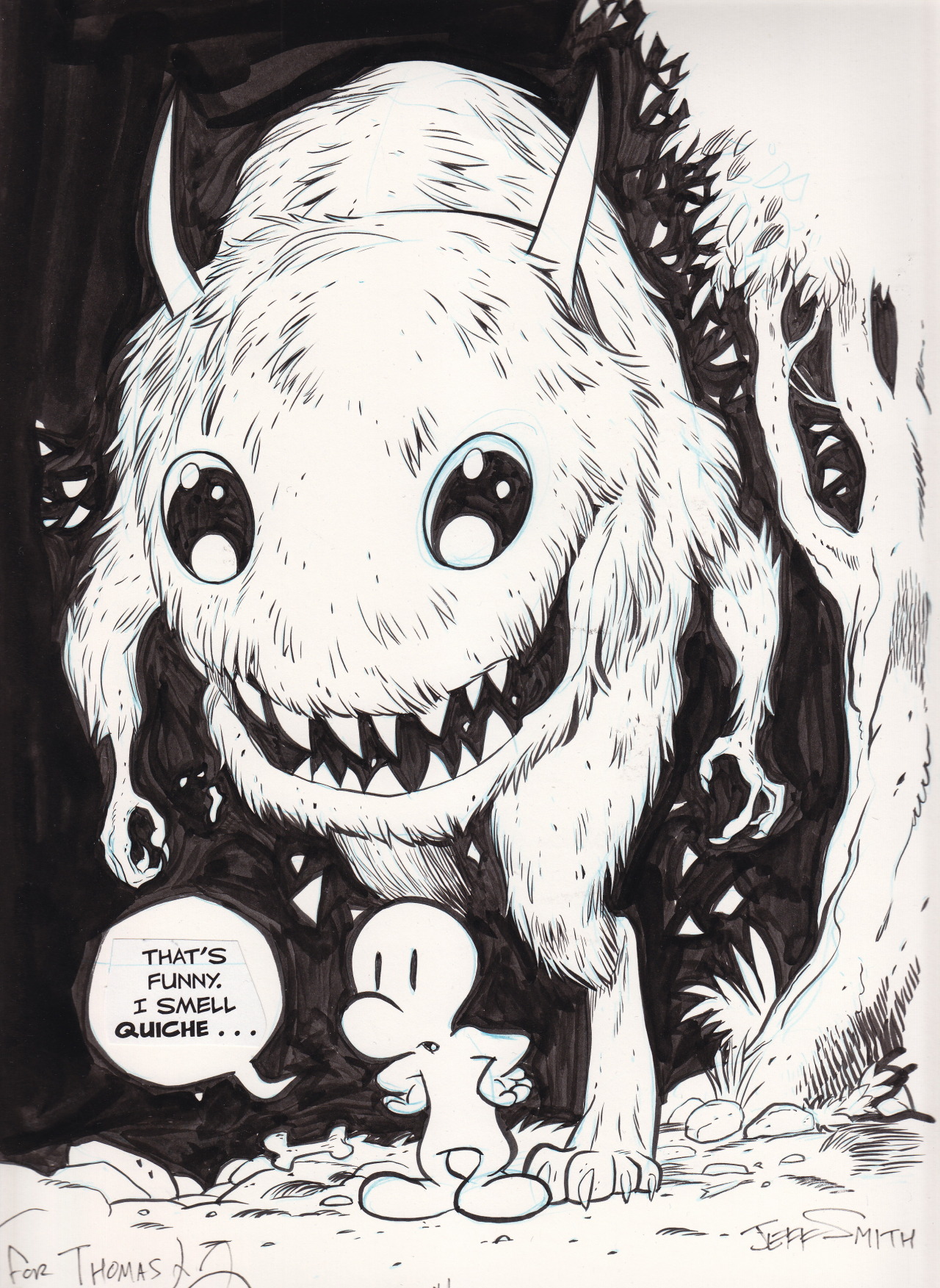 1280x1753 Supertown Station Wagon I Smell Quiche. Bone Sketch. Jeff Smith - Quiche Sketch