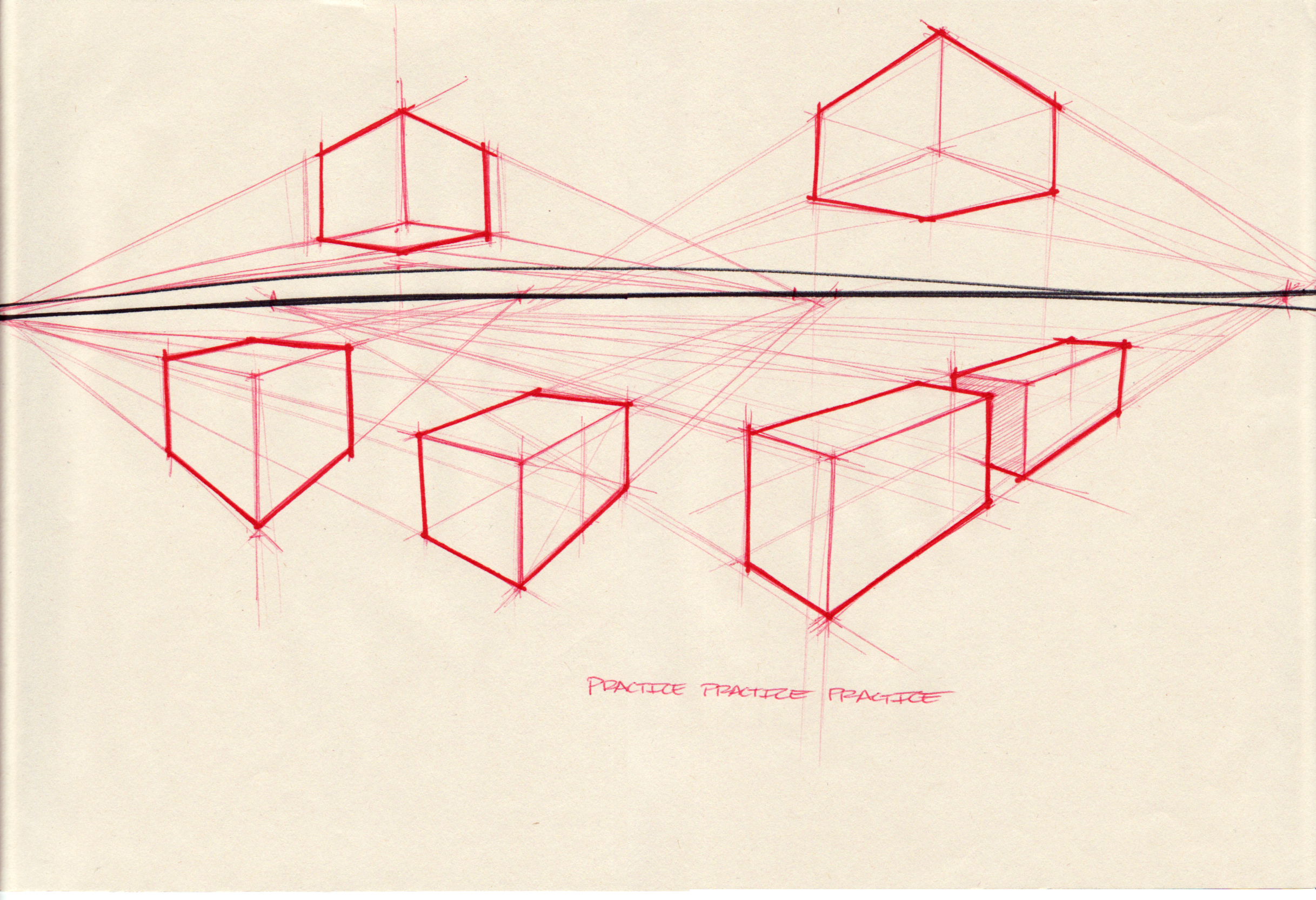 2435x1666 Quick Box Perspective Demo Lineweights - Quick Sketch Practice