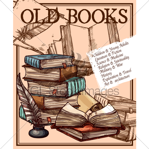 500x500 Vector Old Ink Quill Feather Pen Sketch, Poster Gl Stock Images - Quill Pen Sketch