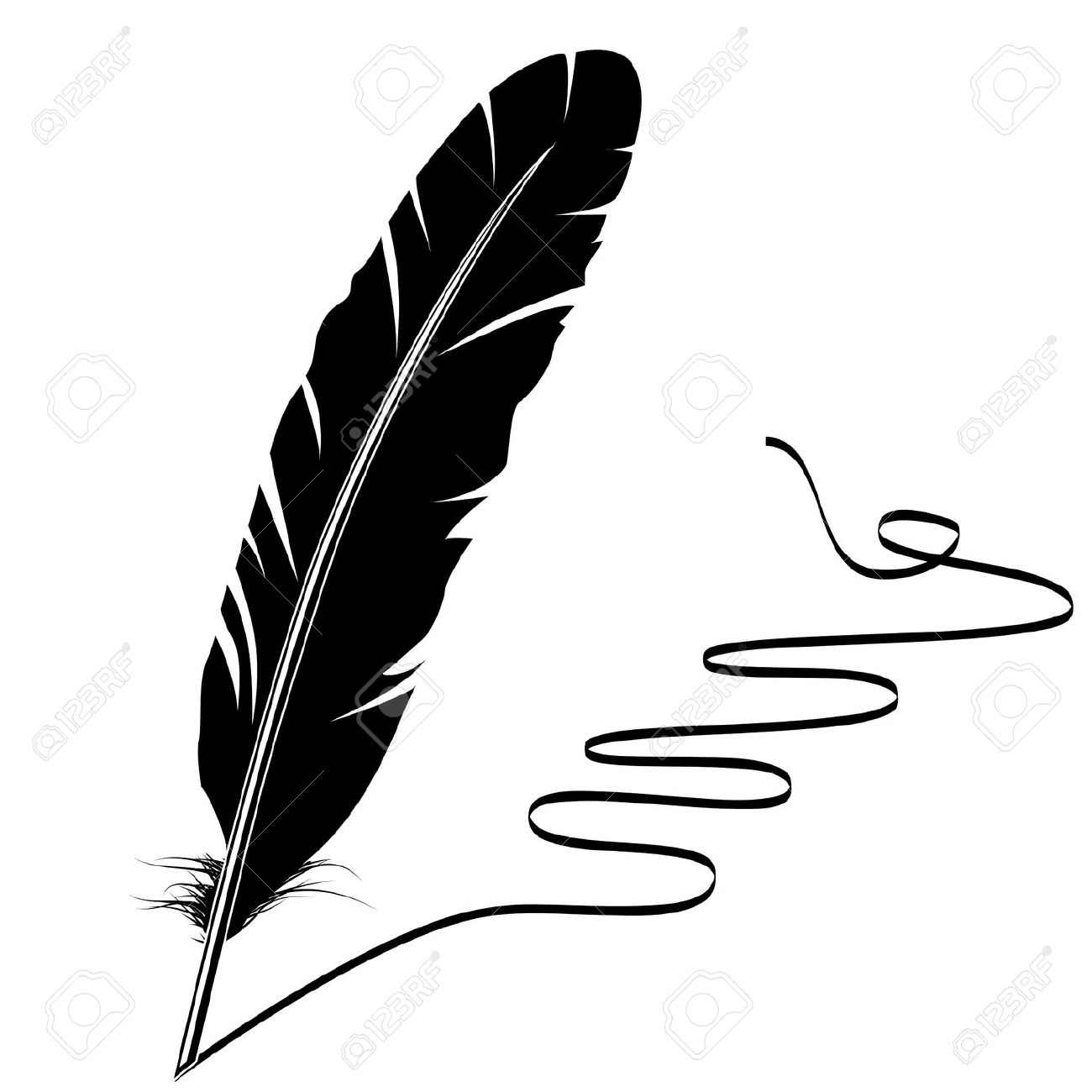 1300x1300 Calligraphy Clipart Feather Pen - Quill Pen Sketch