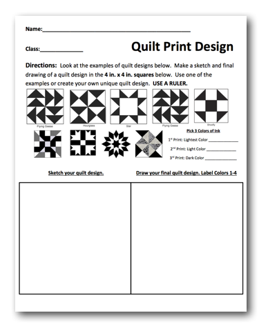 388x483 Quilt Prints Free Lesson Plan Download - Quilt Sketch