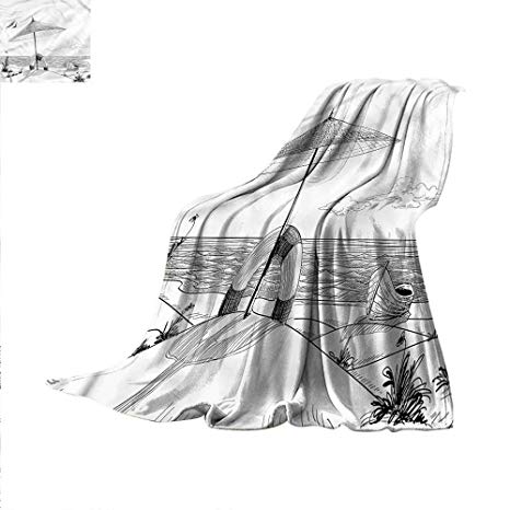 466x466 Beach Digital Printing Blanket Doodle Sketch Pattern - Quilt Sketch