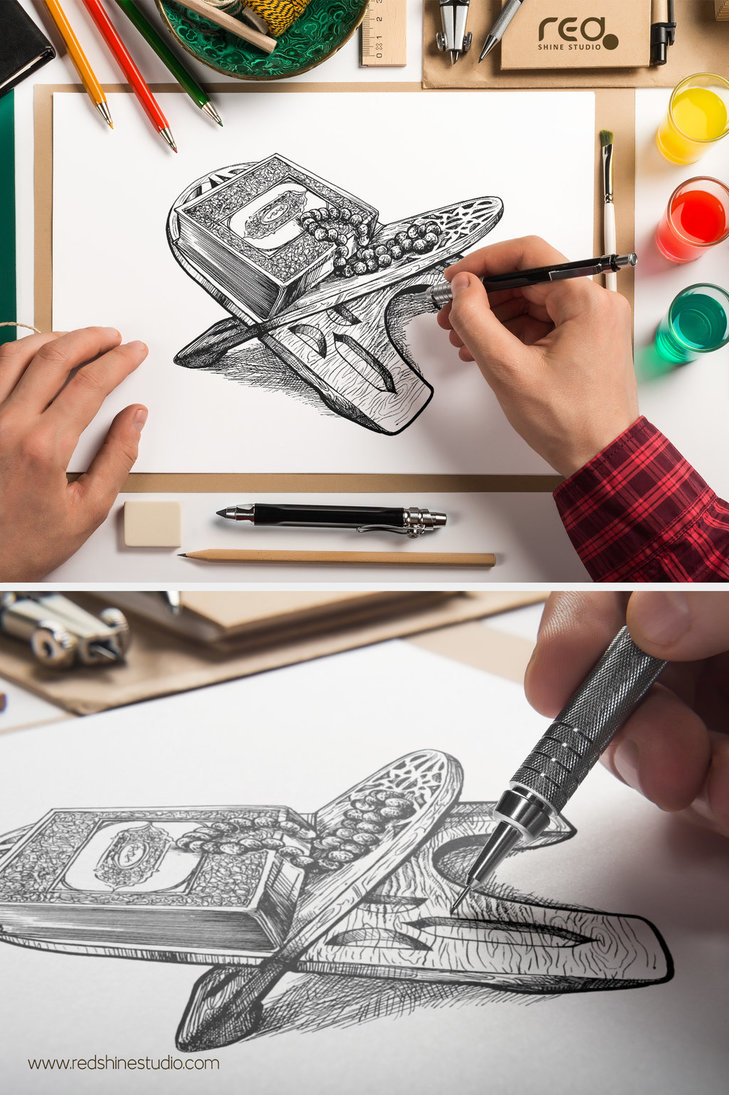 729x1095 Holy Book Quran Sketch By Redshinestudio - Quran Sketch