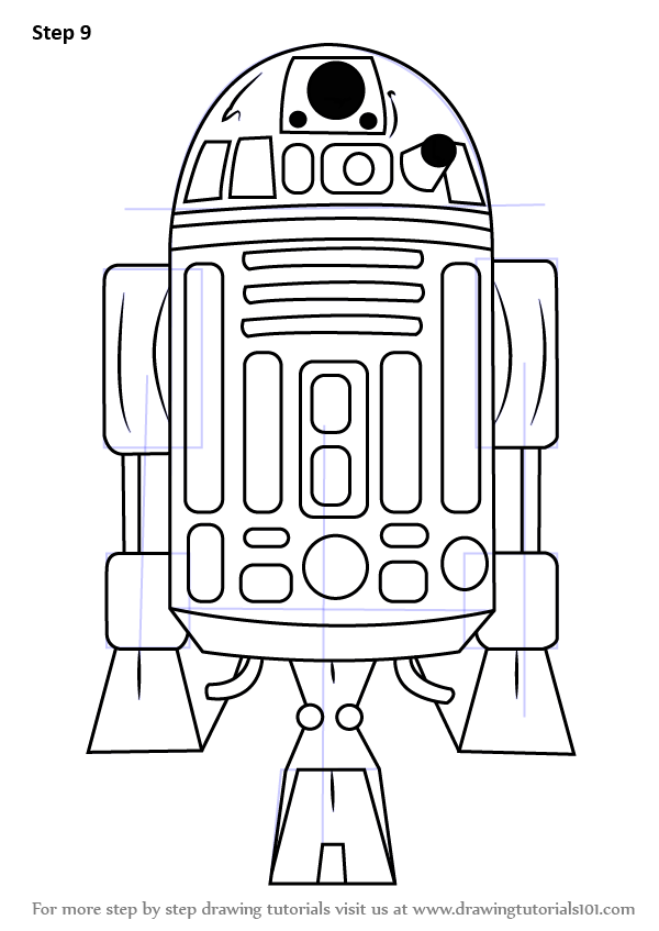600x847 Learn How To Draw R2 D2 From Star Wars (Star Wars) Step By Step - R2d2 Sketch