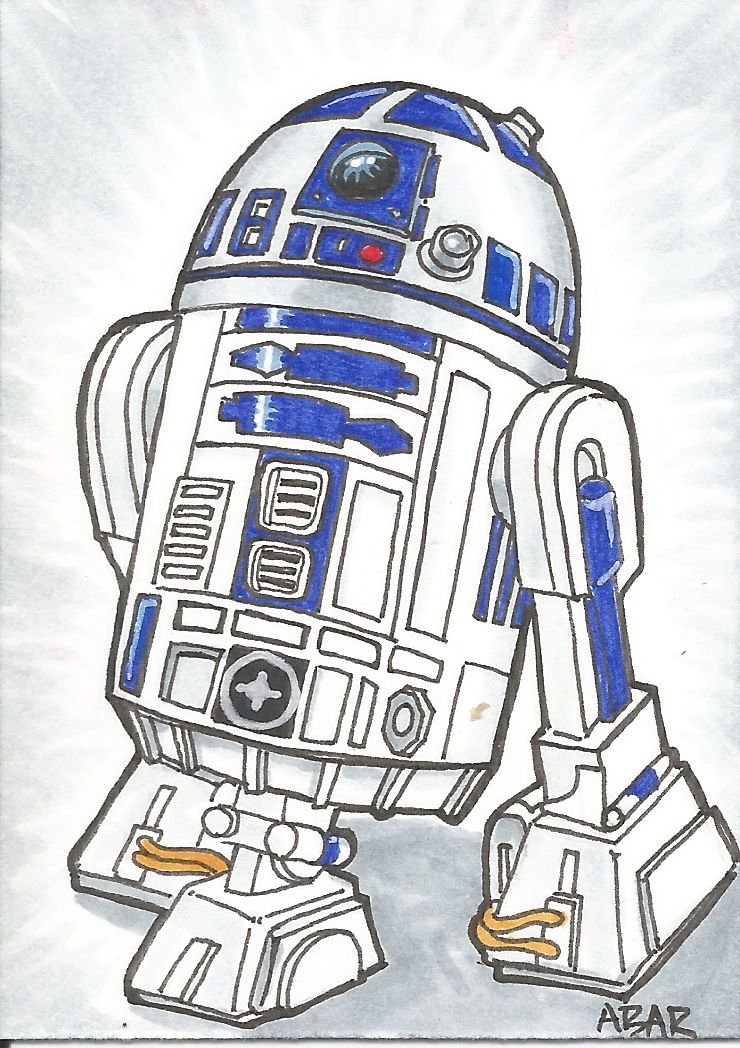 740x1048 R2d2 Sketch Card By On @ - R2d2 Sketch