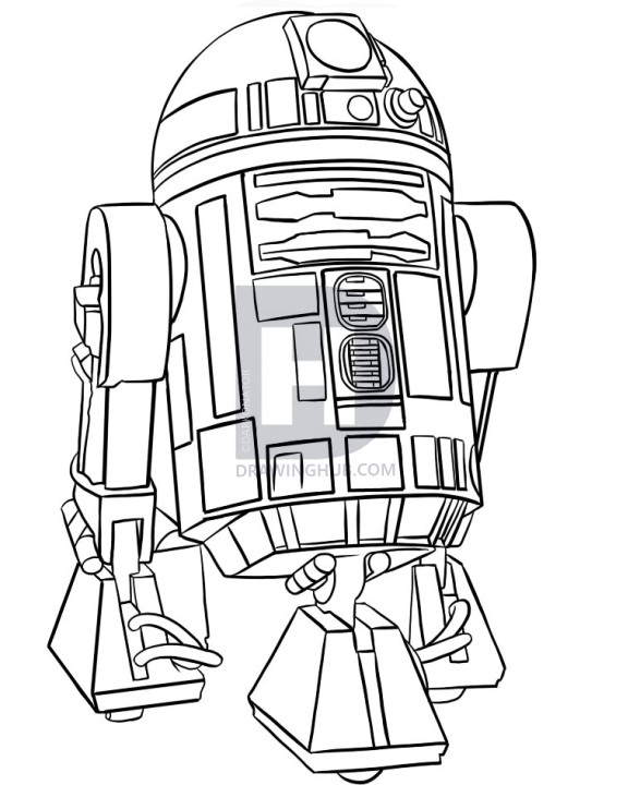 587x720 How To Draw R2 D2, Step By Step, Drawing Guide, By Darkonator - R2d2 Sketch